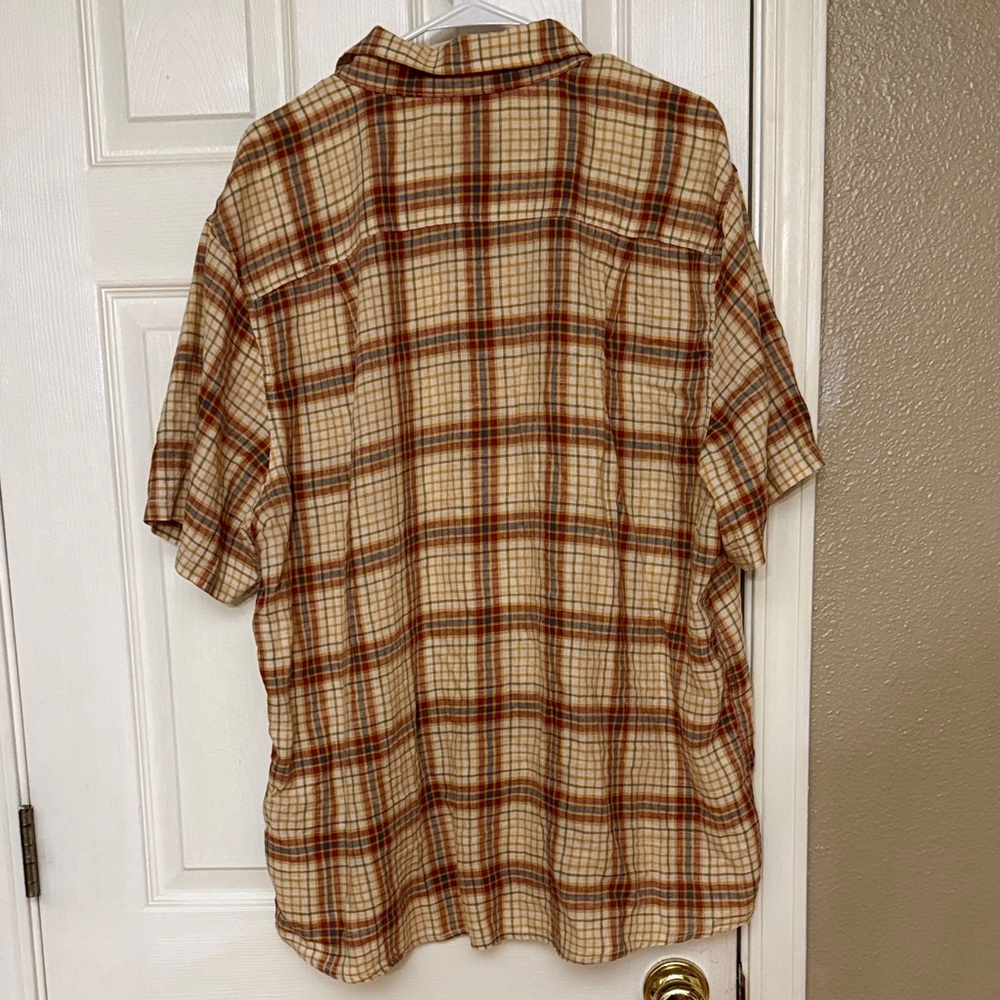 Pendleton Cream and Brown Plaid Short Sleeve Button-Down Shirt - Picture 6 of 6